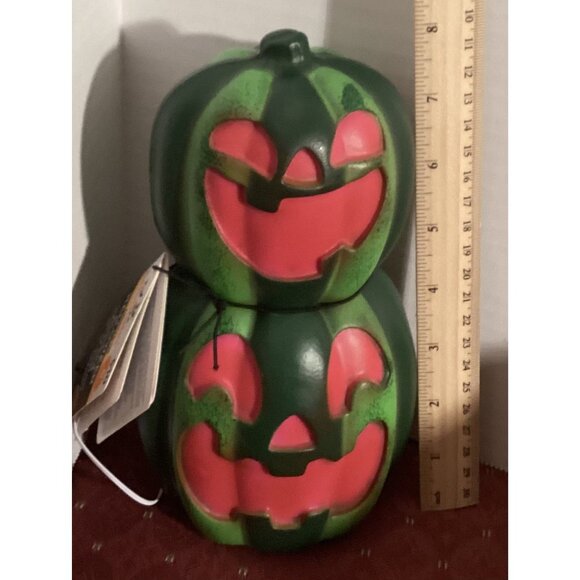 Stacked Halloween Pumpkin Decor With Smiling Faces - Picture 3 of 5